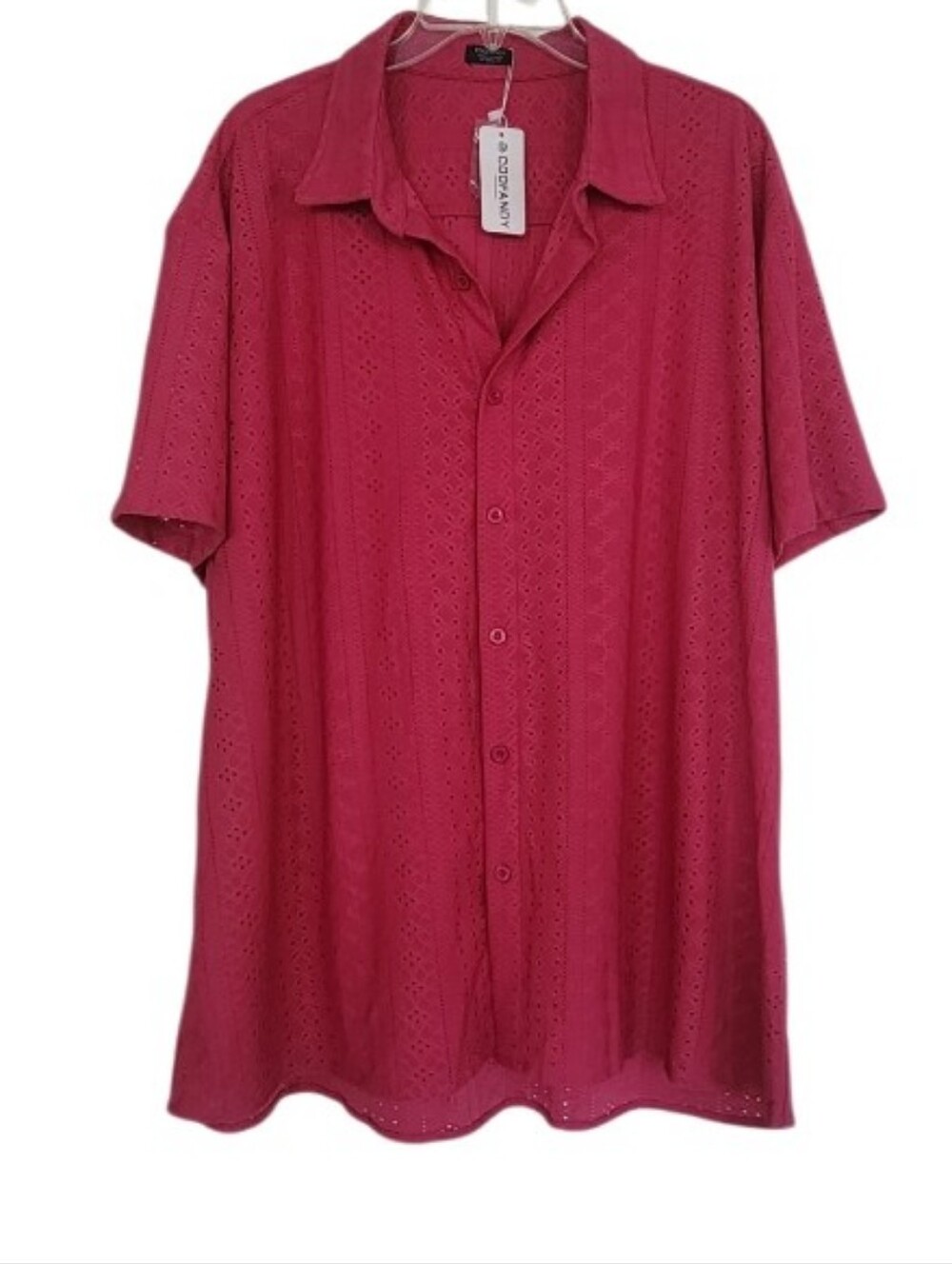 Pink Short-Sleeve Eyelet Button-Up Shirt - Rose Sz 3x Nwt